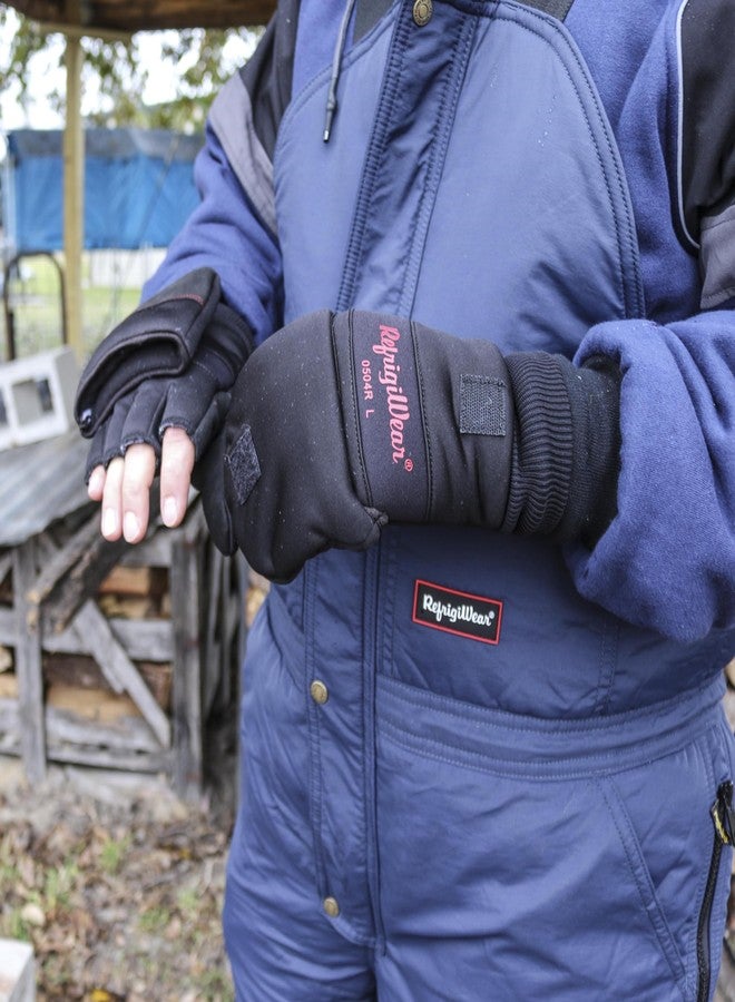 RefrigiWear Fleece Lined Fiberfill Insulated Softshell Convertible Mitten Gloves (Black, 2XL) - Image 2
